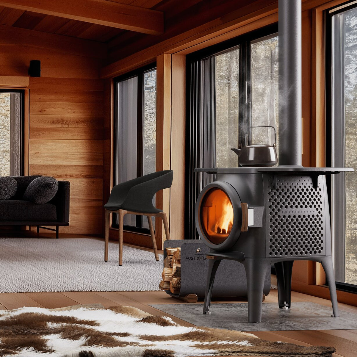 Cloudi – compact cast-iron stove with hotplate