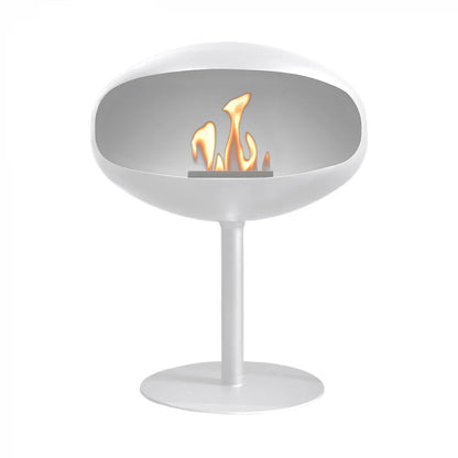 Șemineu pe Bioetanol Cocoon Pedestal - Alb Mat - Design Elegant, Fără Fum