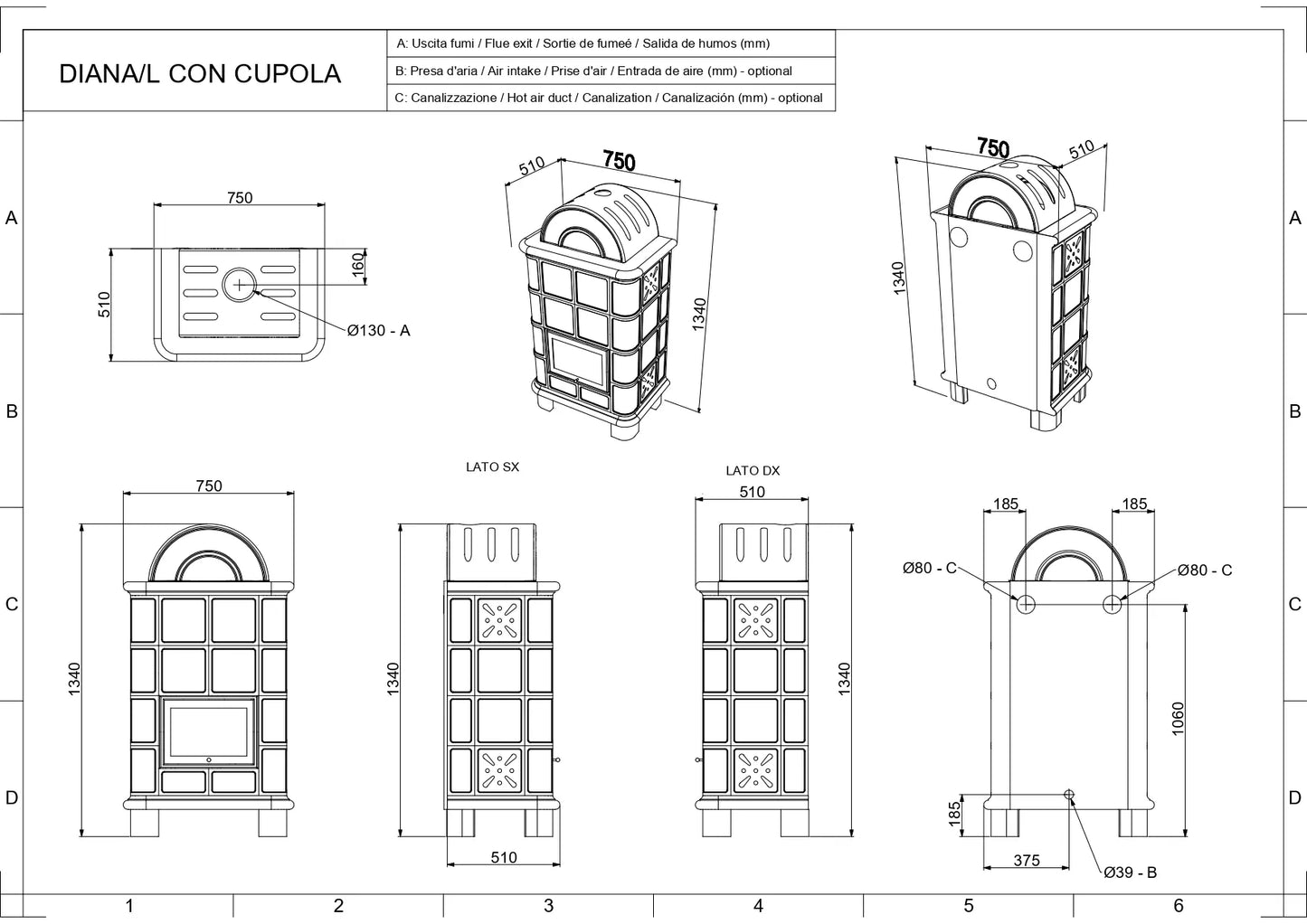 Sobă Phebo Stufe Diana Legna cupola 11.8 kW cahle