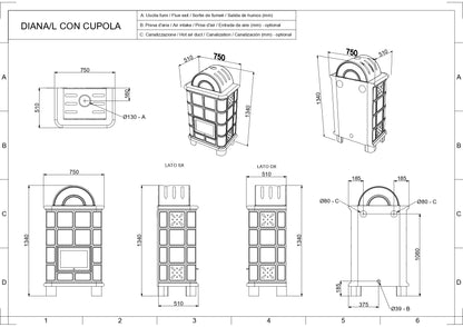 Sobă Phebo Stufe Diana Legna cupola 11.8 kW cahle