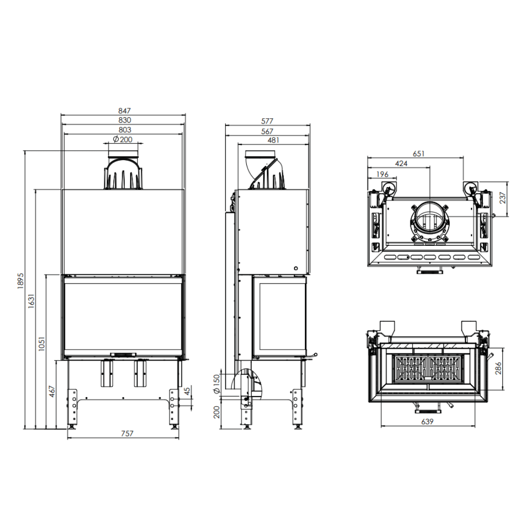 Șemineu 12 kW Hitze TRINITY 80x35x53.G