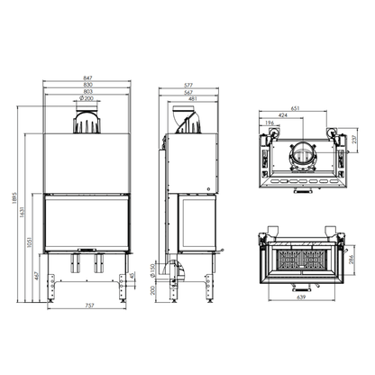 Șemineu 12 kW Hitze TRINITY 80x35x53.G