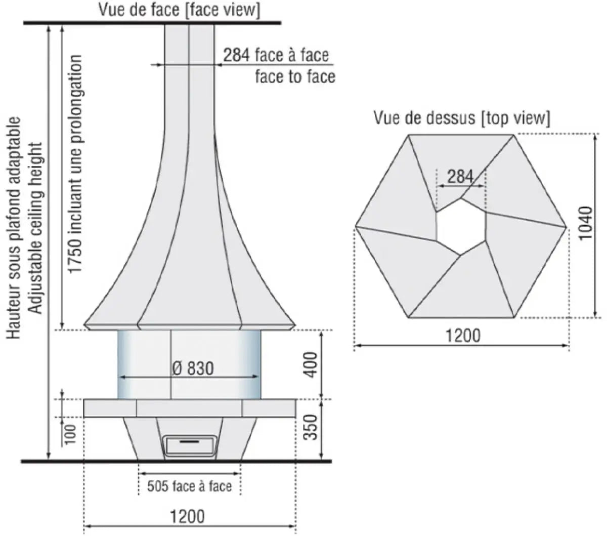 Șemineu suspendat JC Bordelet Eolia 907 Central
