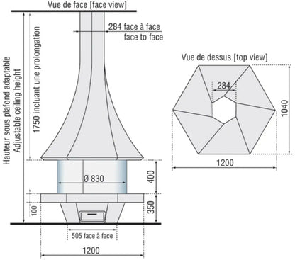 Șemineu suspendat JC Bordelet Eolia 907 Central