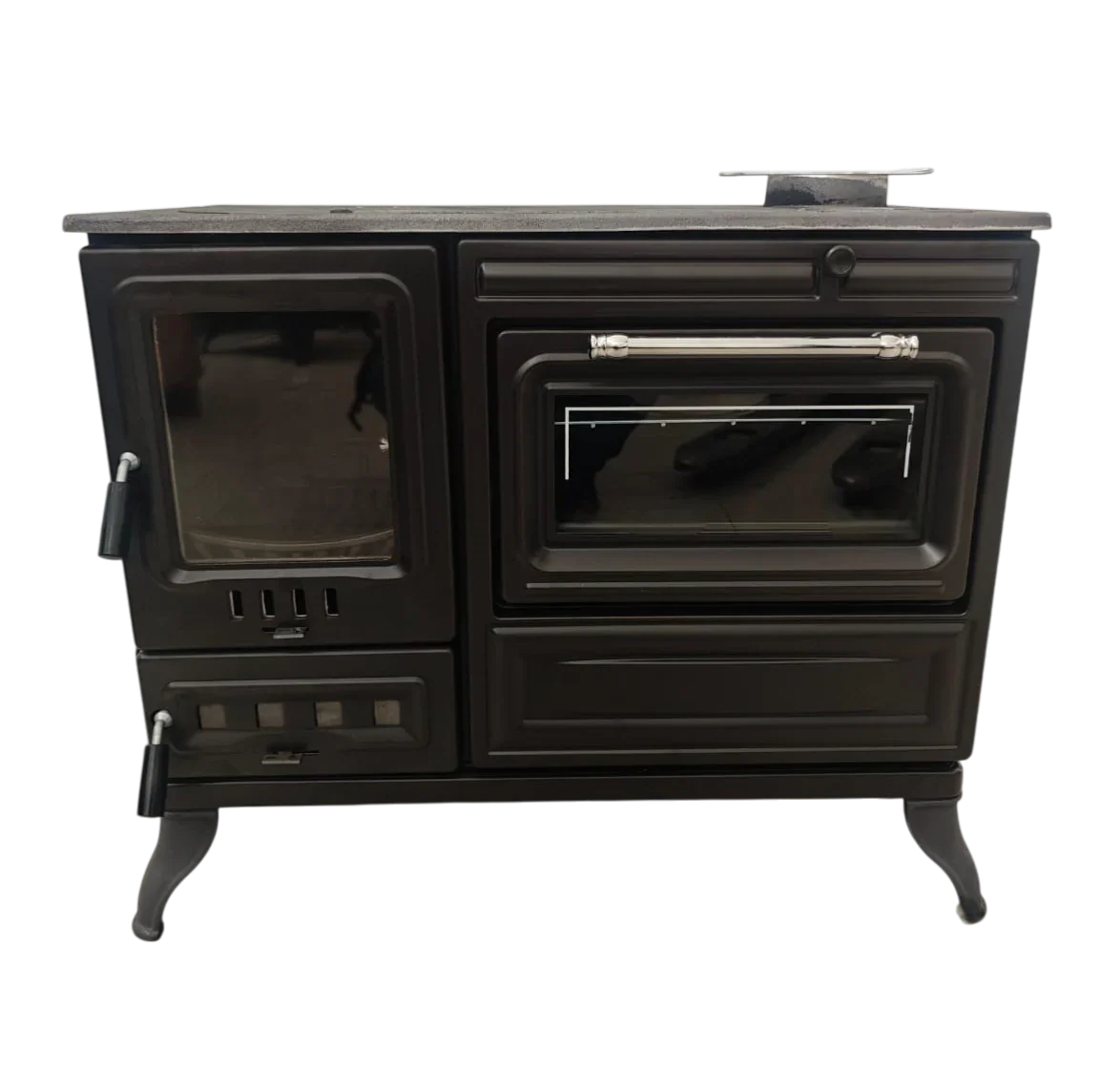 Aragaz de Bucătărie Autonom din Fontă FS-316, 40cm, Negru Mat, cu Cuptor