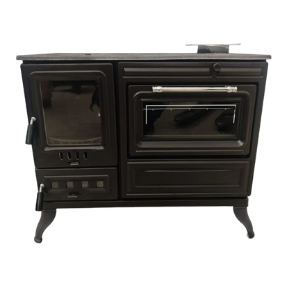 Aragaz de Bucătărie Autonom din Fontă FS-316, 40cm, Negru Mat, cu Cuptor