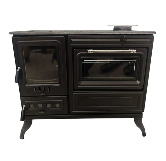 Aragaz de Bucătărie Autonom din Fontă FS-316, 40cm, Negru Mat, cu Cuptor