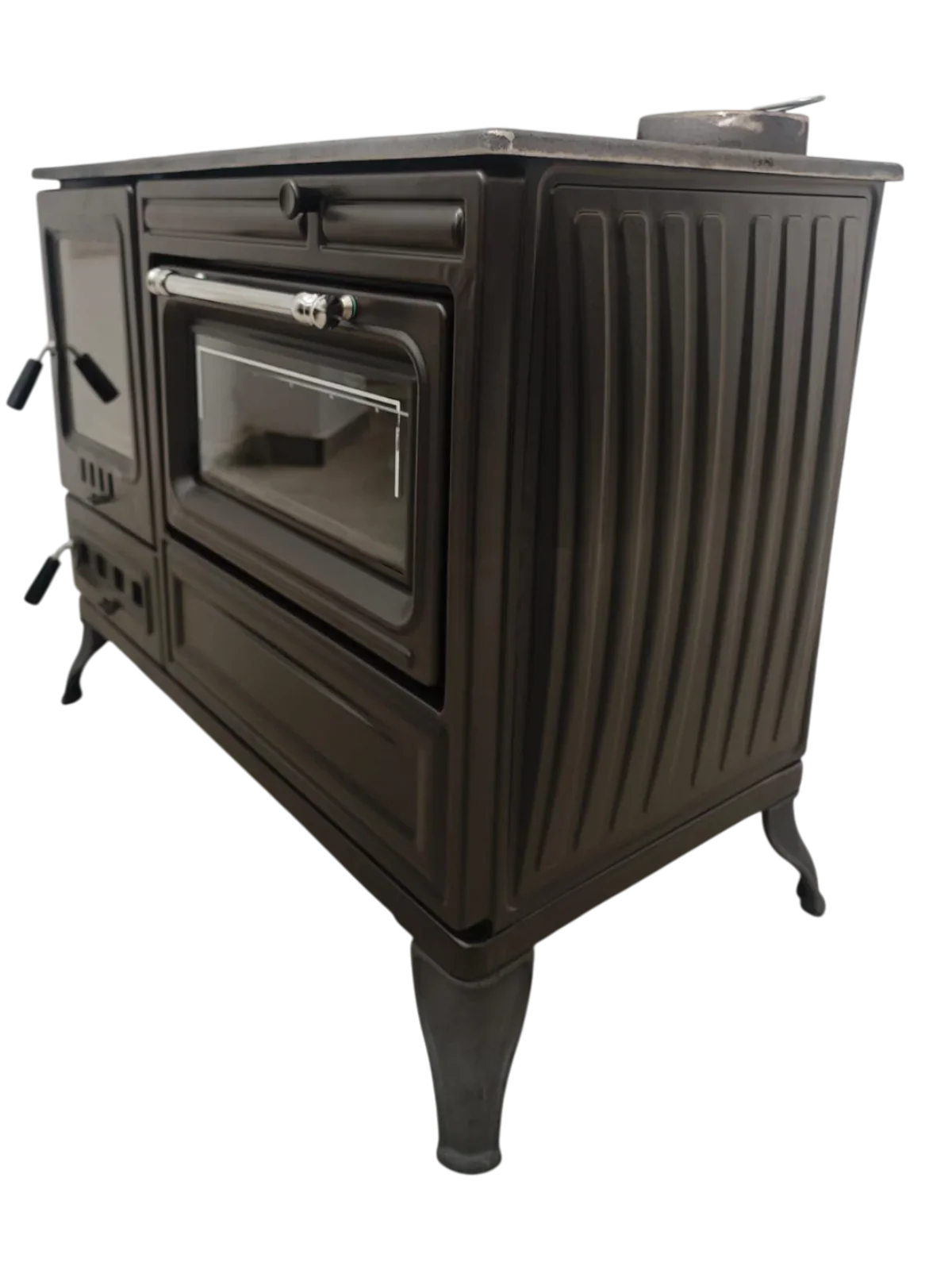 Aragaz de Bucătărie Autonom din Fontă FS-316, 40cm, Negru Mat, cu Cuptor