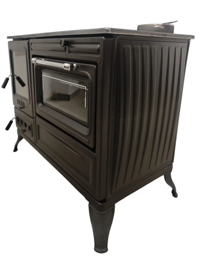 Aragaz de Bucătărie Autonom din Fontă FS-316, 40cm, Negru Mat, cu Cuptor