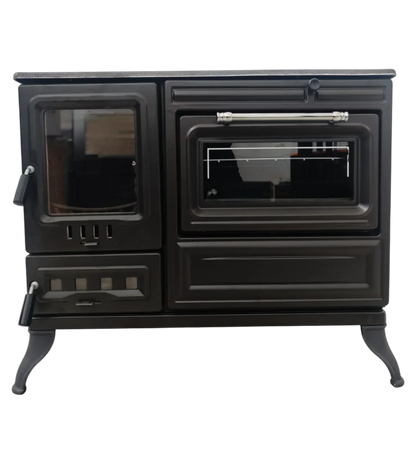 Aragaz de Bucătărie Autonom din Fontă FS-316, 40cm, Negru Mat, cu Cuptor