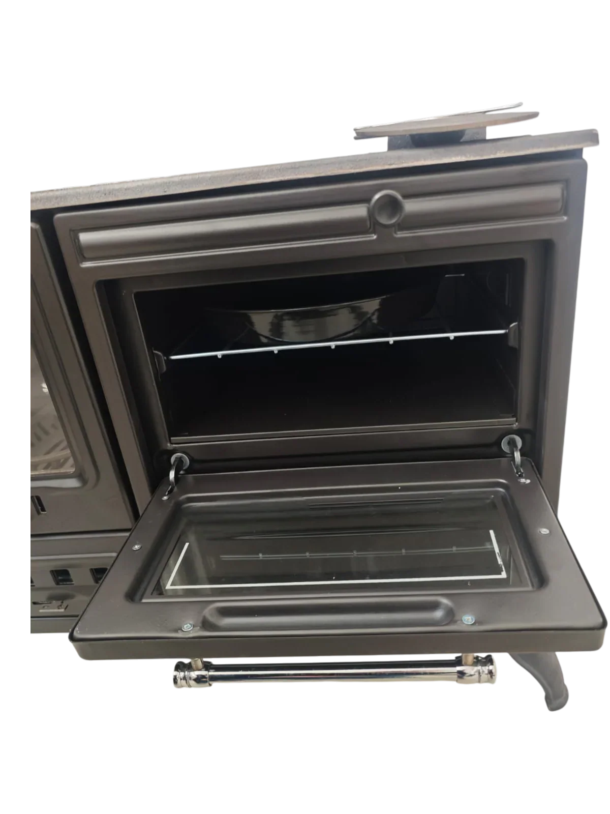 Aragaz de Bucătărie Autonom din Fontă FS-316, 40cm, Negru Mat, cu Cuptor