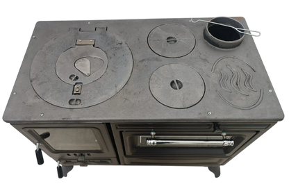 Aragaz de Bucătărie Autonom din Fontă FS-316, 40cm, Negru Mat, cu Cuptor