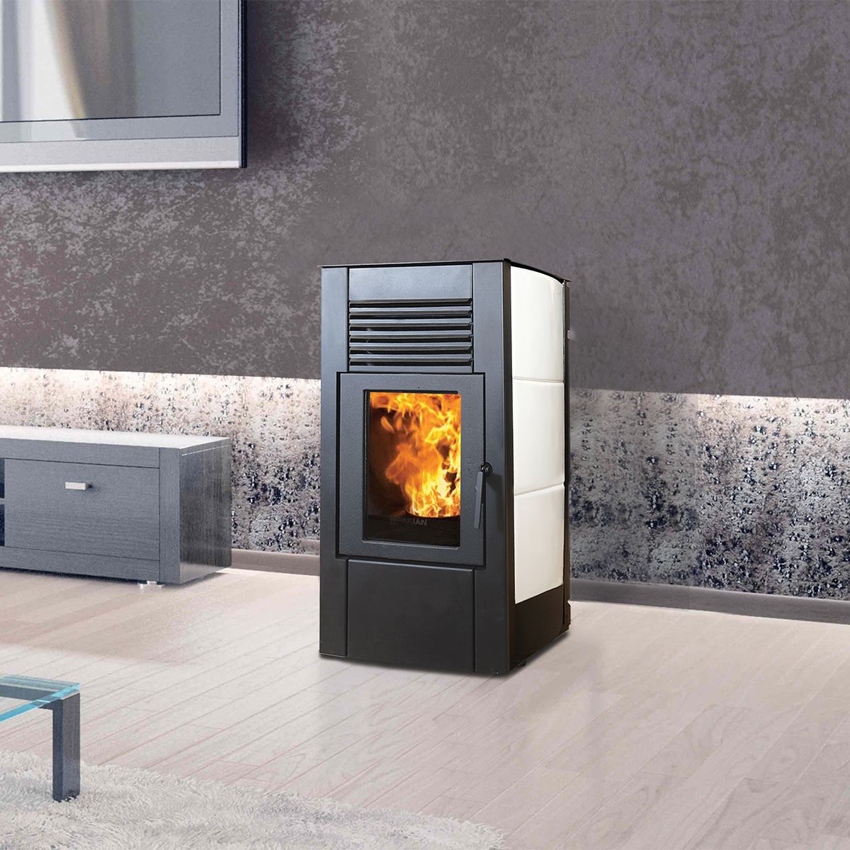 Fortuna - Sobă Premium pe Peleți și Combustibil Solid (8.5 kW, 4 Stele Energetice)