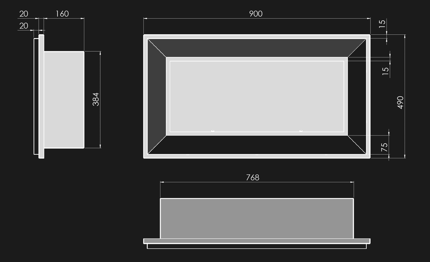 Șemineu cu bioetanol Simplefire Frame 900