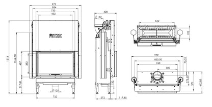 Focar Șemineu 13,2 kW Hitze HST68X43.G