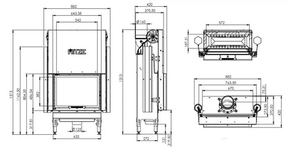 Focar Șemineu 12,2 kW Hitze HST59X43.G