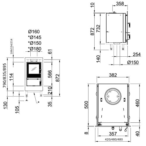 Insert de poêle en faïence Spartherm Renova Cs-50 charnière de porte gauche