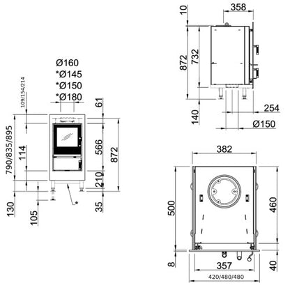 Insert de poêle en faïence Spartherm Renova Cs-50 charnière de porte gauche