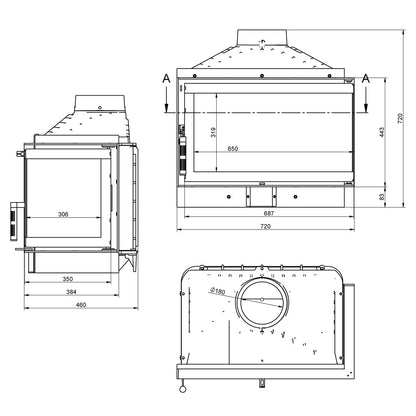 Focar semineu KFD ECO MAX 7 L STANDARD