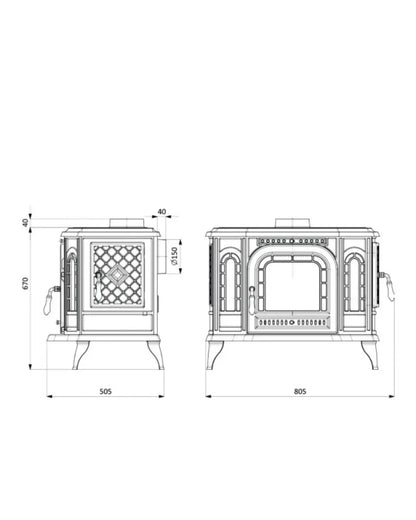 Sobă Kawmet P7 ECO 10,5 kW Sticlă laterală stânga