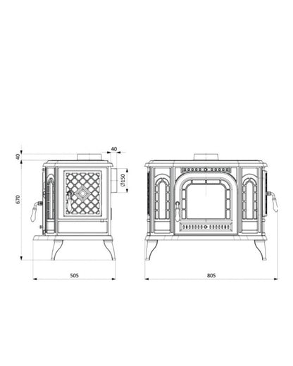 Sobă Kawmet P7 ECO 10,5 kW Sticlă laterală stânga
