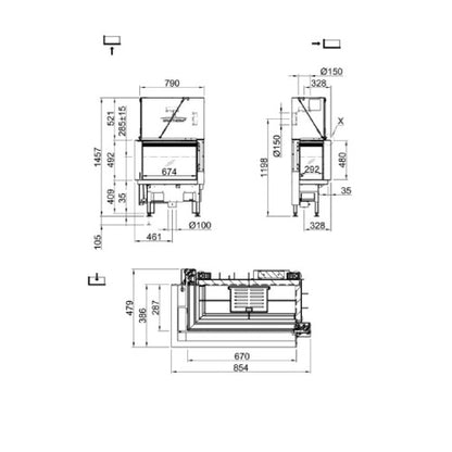 Șemineu închis Spartherm Lean 2L-70h RLU Ivory