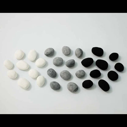 Pebble Ceramice Gri Decorative - Set de 24 Piese pentru Șeminee