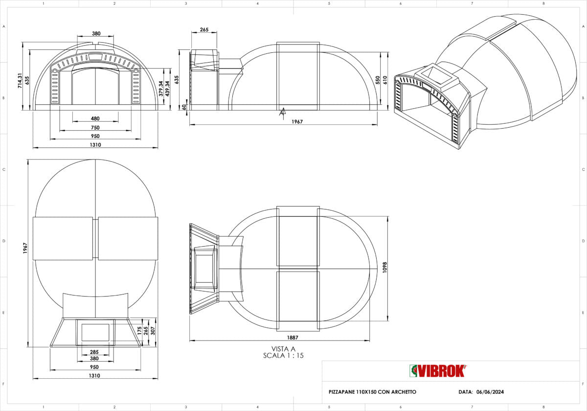 Cuptor tradițional profesional pe lemne PIZZAPANE 110x150 | Vibrok