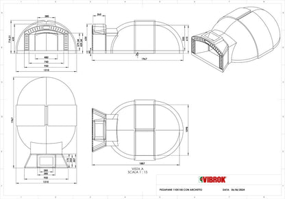 Cuptor tradițional profesional pe lemne PIZZAPANE 110x150 | Vibrok