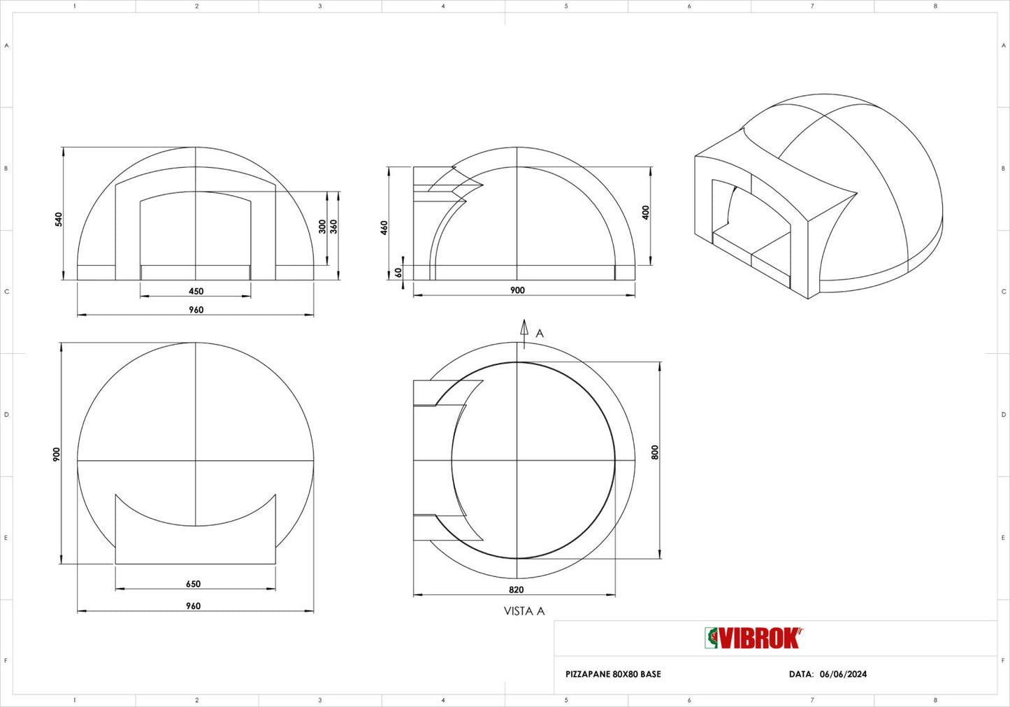 Cuptor tradițional pe lemne pentru pizza, pâine și deserturi PIZZAPANE 80x80 | Vibrok