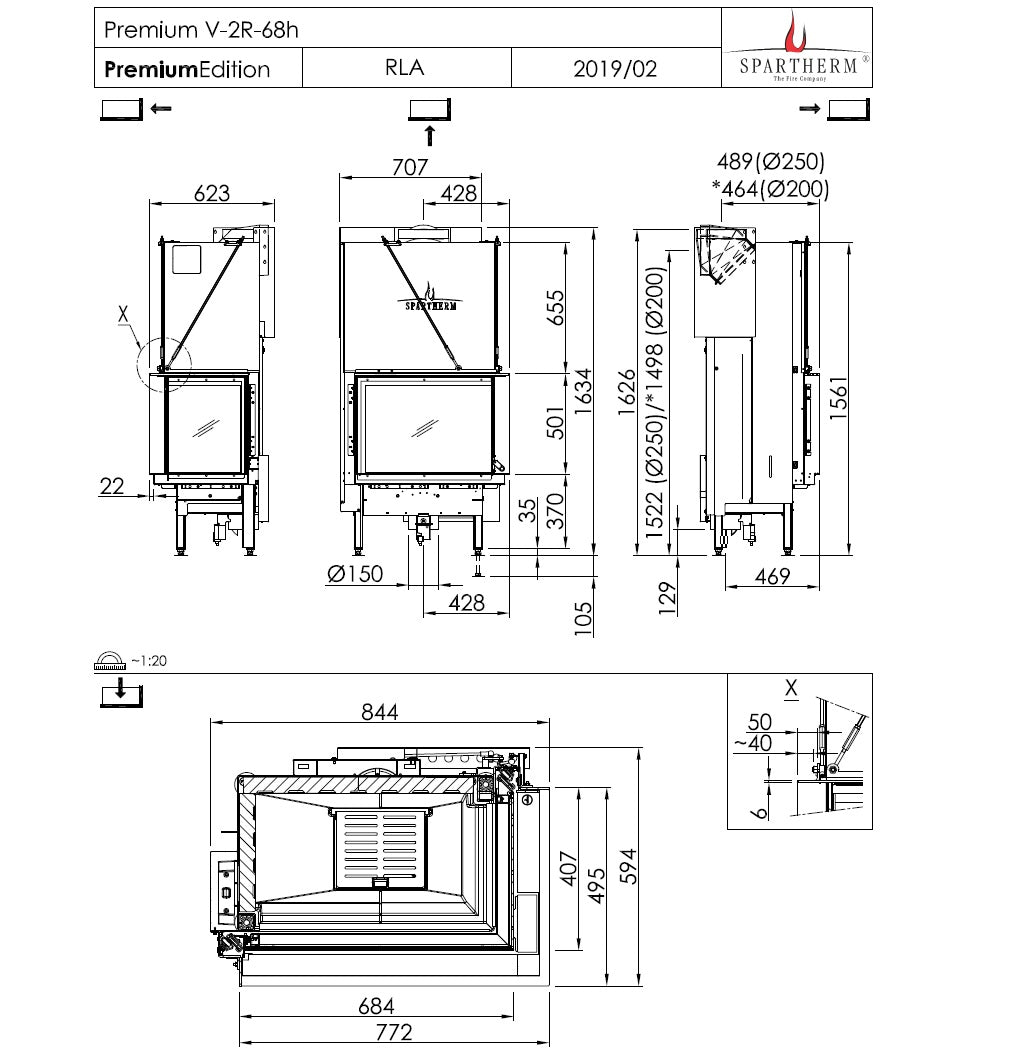 Spartherm Focar semineu Premium V-2R-68h