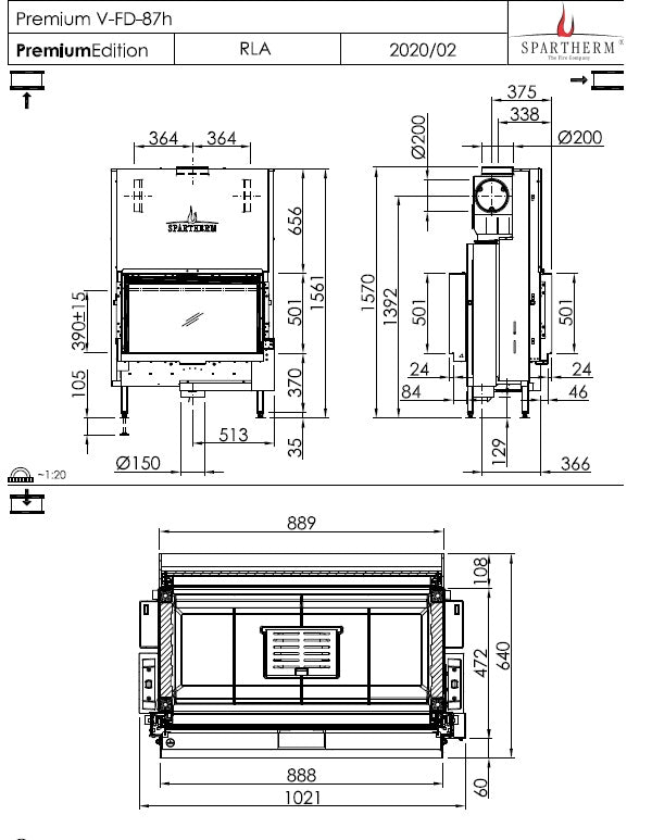 Premium V-FD-87h Fireplace Insert