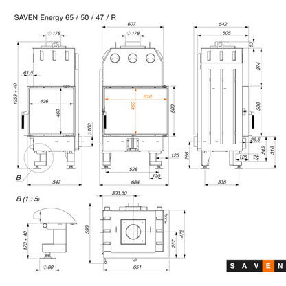 Șemineu SAVEN Energy 65х50х47 ECO 14,5 kW