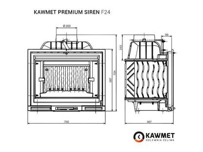 Focar șemineu fontăKawmet F24 Decor Premium – 14 kW