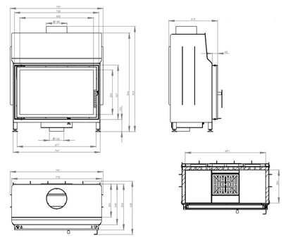 Șemineu Hitze STMA68x43.S 12,5 kW