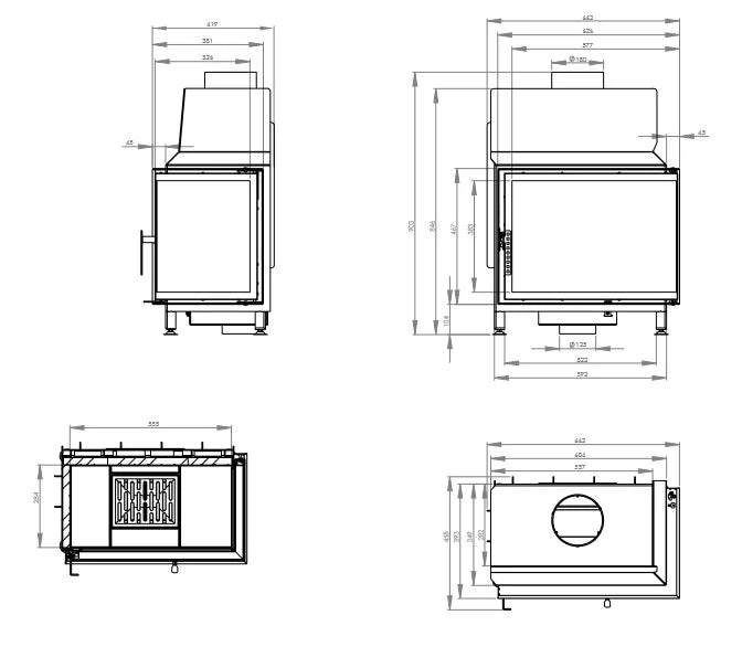 Focar Semineu 11 kW Hitze STMA68X43.R Deschidere dreapta