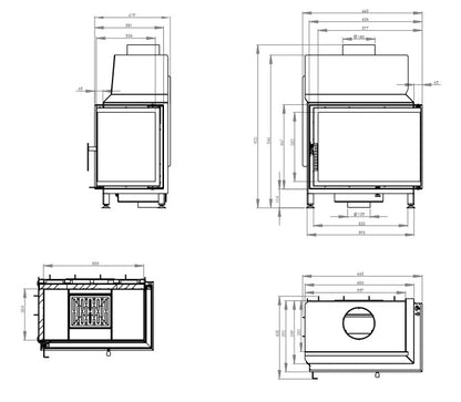 Șemineu Hitze STMA68X43.R 11 kW Sticlă laterală dreapta