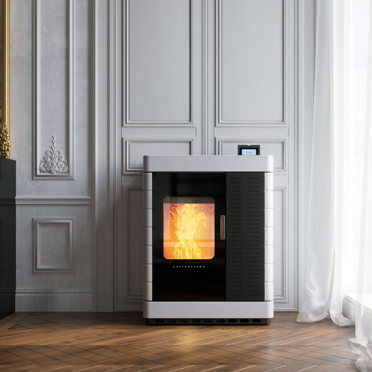 Soba hibrida peleti si lemn, canalizabila Scotty Duo Austroflam