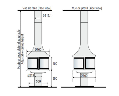 Șemineu suspendat JC Bordelet Lea 998