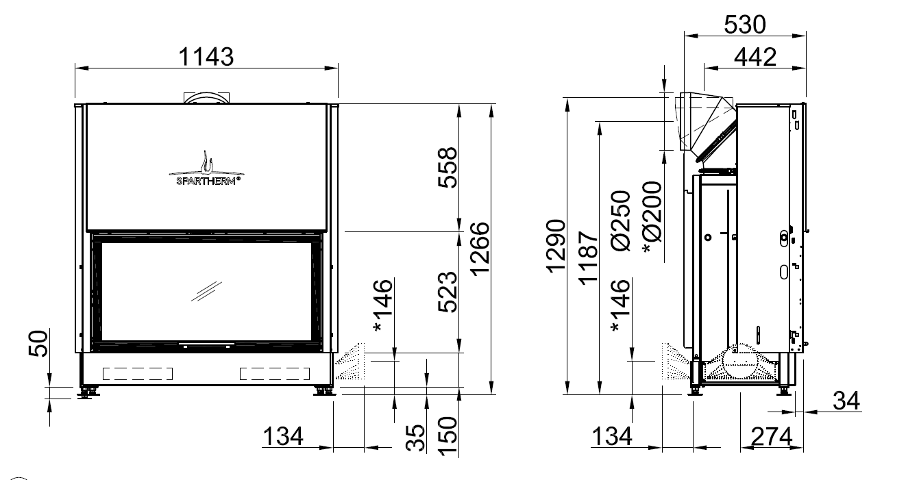 Focar semineu Spartherm Varia BH RLU pentru case pasive