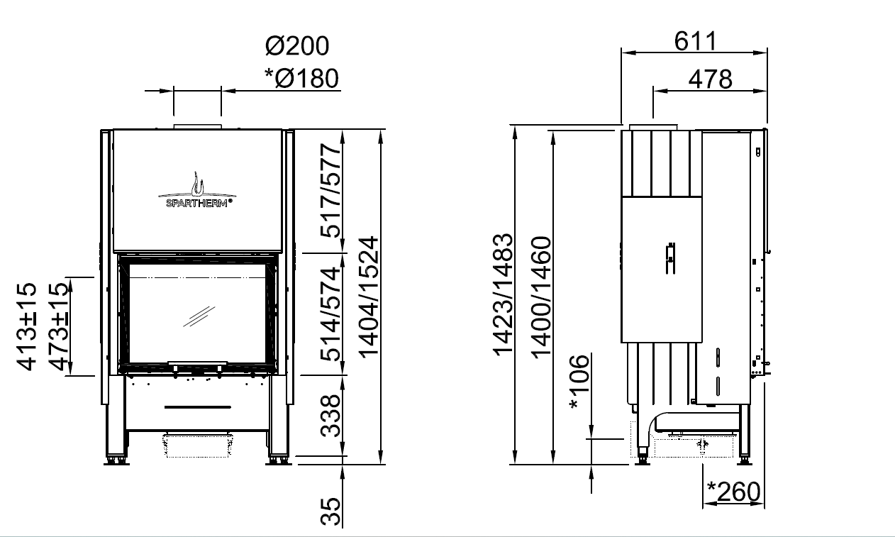 Focar șemineu Spartherm Varia 1Vh-51 RLU pentru case pasive