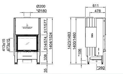 Focar șemineu Spartherm Varia 1Vh-51 RLU pentru case pasive