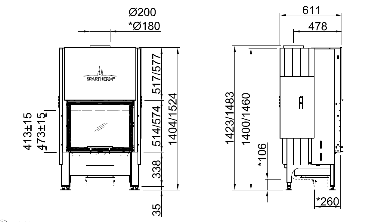 Focar semineu Spartherm Varia 1Vh-57 RLU pentru case pasive