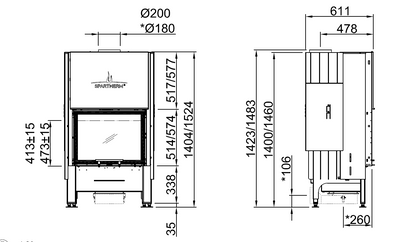 Focar semineu Spartherm Varia 1Vh-57 RLU pentru case pasive