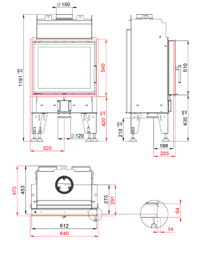 Șemineu BeF Therm 6, 6 kW