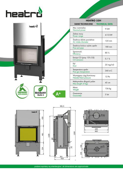 Focar semineu  Heatro 55h