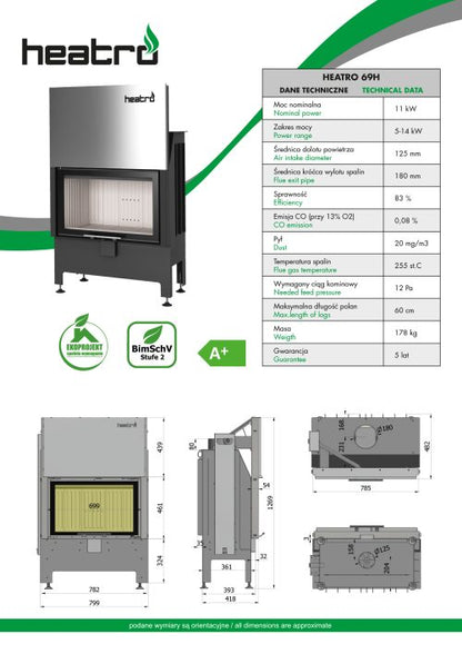 Focar semineu Heatro 69H