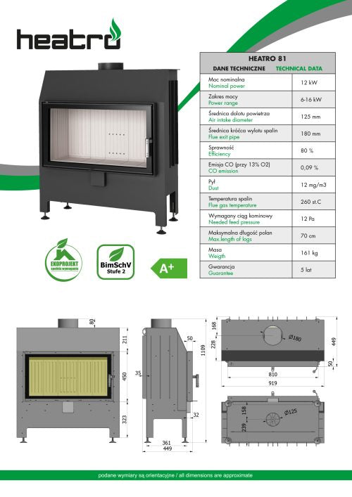 Focar semineu  Heatro 81 Negru