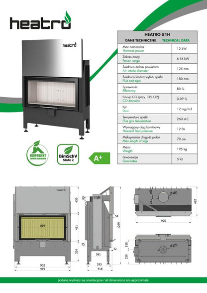Focar semineu Heatro 81H