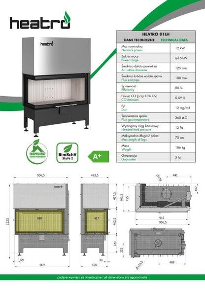 Focar semineu Heatro 81LH Negru